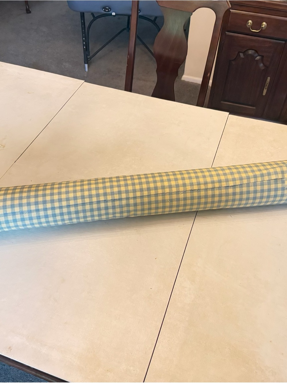 Checked Cotton Drape Fabric Roll - Butter and Blue